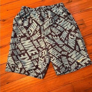 Nike Kids Black and Blue Logo Swim Trunks